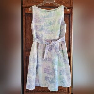 ERDEM TOILE DE REVE FAILLE ADELPHA DRESS BLUE/MULTI NWT US10